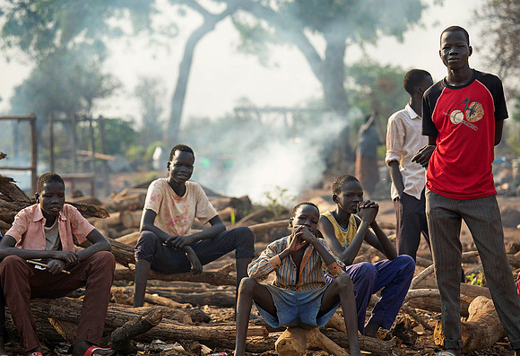 Young South Sudanese refugees in a transit centre